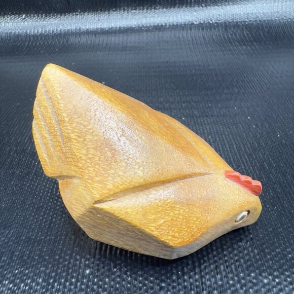 Hand Carved Wooden Chicken Hen Figurine Folk Art Figure Carved Decorative Hen - Picture 11 of 14